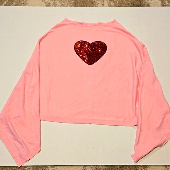 New Victoria Harbour Pink Red Glitter Heart Poncho Shaw One Size - Picture 3 of 5